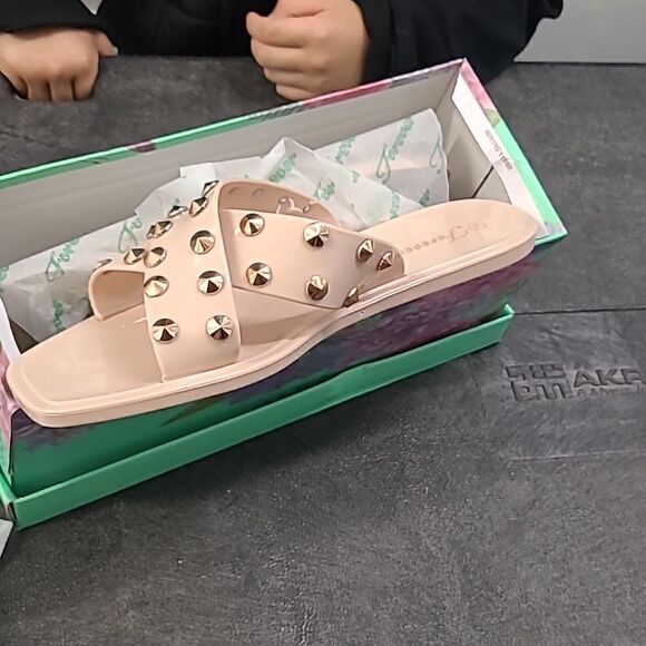 💲6️⃣ Bundled ✔️Studded Cross Strap Slide Sandal sz 7 sz 8.5 - Picture 10 of 11